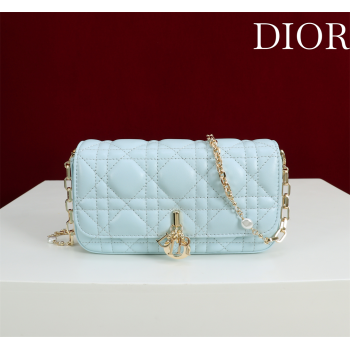 Dior My Dior - Dior Talk Phone Pouch in Cannage Lambskin Leather Light Blue 2025 (XXG-250929150)