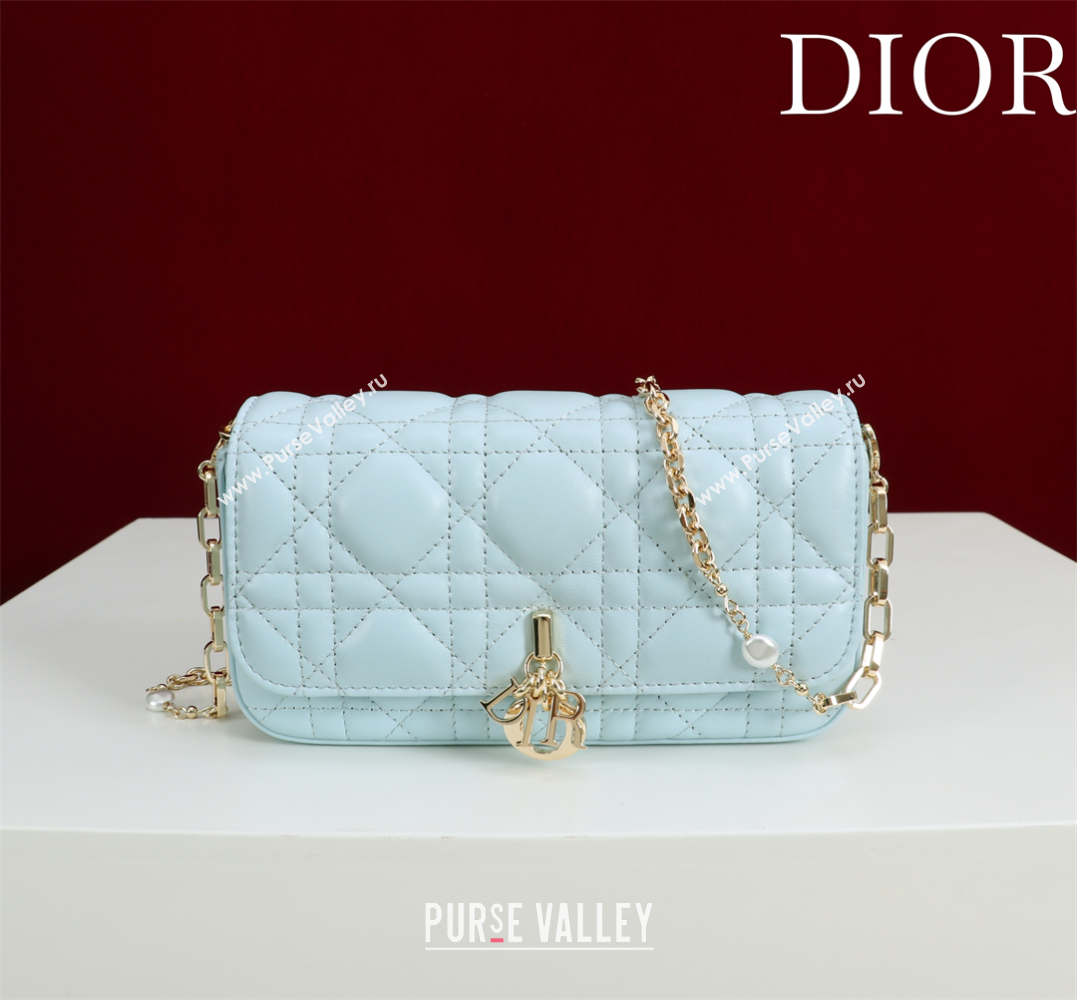 Dior My Dior - Dior Talk Phone Pouch in Cannage Lambskin Leather Light Blue 2025 (XXG-250929150)