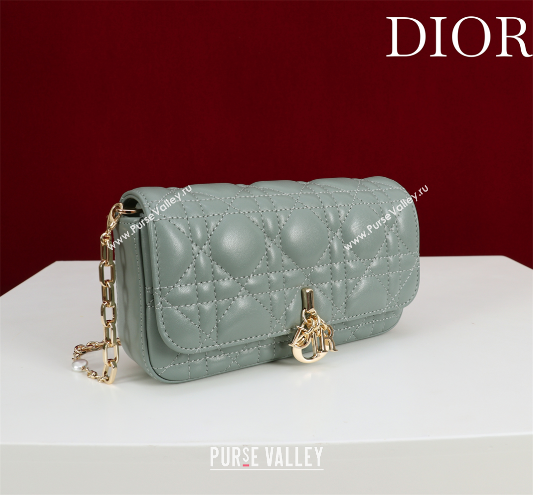 Dior My Dior - Dior Talk Phone Pouch in Cannage Lambskin Leather Dusty Green 2025 (XXG-250929151)