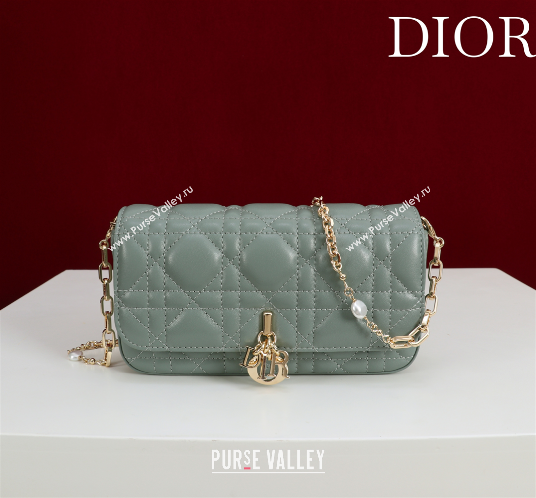Dior My Dior - Dior Talk Phone Pouch in Cannage Lambskin Leather Dusty Green 2025 (XXG-250929151)