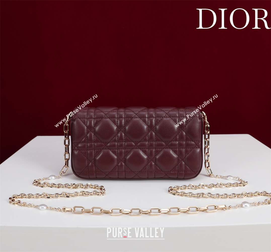 Dior My Dior - Dior Talk Phone Pouch in Cannage Lambskin Leather Dark Burgundy 2025 (XXG-250929152)