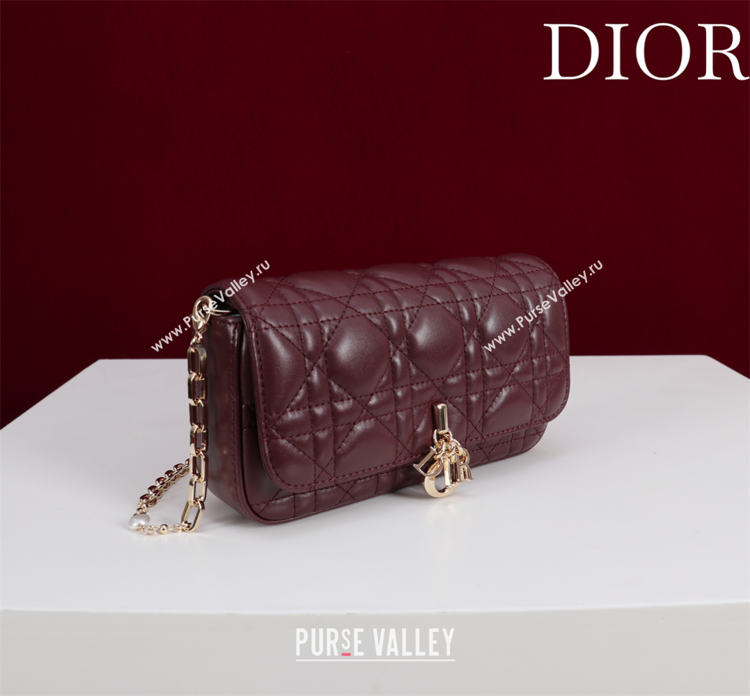 Dior My Dior - Dior Talk Phone Pouch in Cannage Lambskin Leather Dark Burgundy 2025 (XXG-250929152)