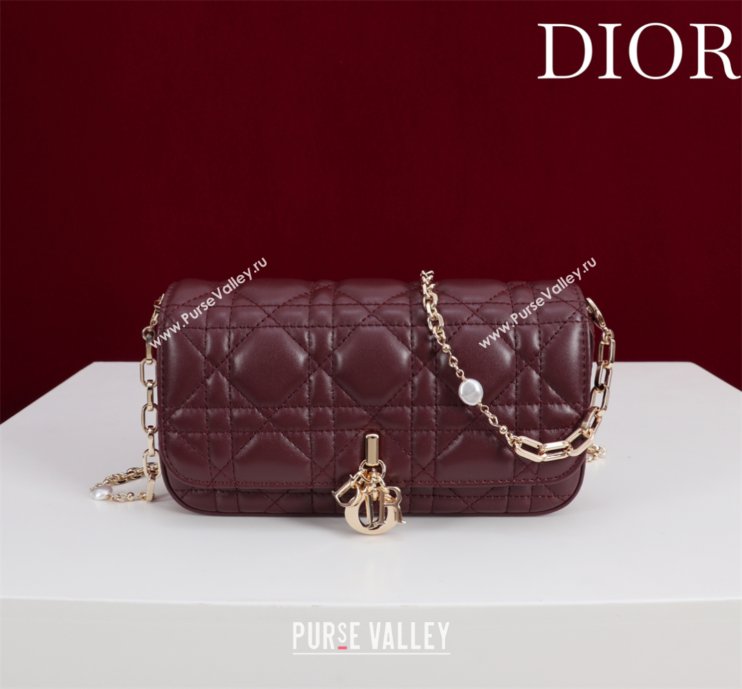 Dior My Dior - Dior Talk Phone Pouch in Cannage Lambskin Leather Dark Burgundy 2025 (XXG-250929152)