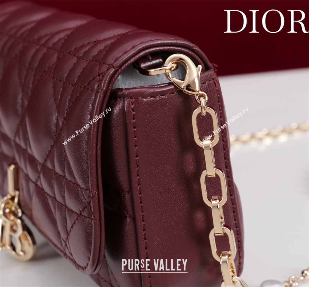 Dior My Dior - Dior Talk Phone Pouch in Cannage Lambskin Leather Dark Burgundy 2025 (XXG-250929152)