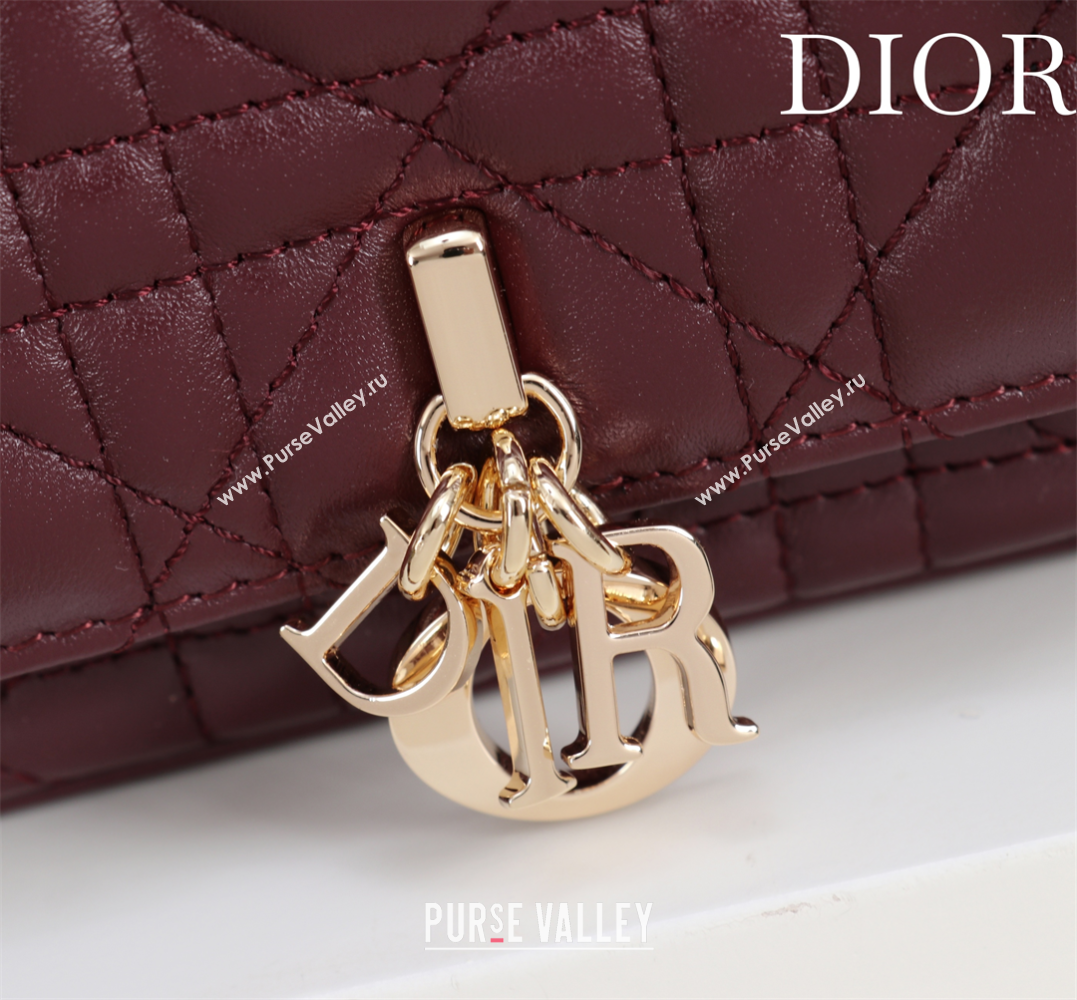 Dior My Dior - Dior Talk Phone Pouch in Cannage Lambskin Leather Dark Burgundy 2025 (XXG-250929152)