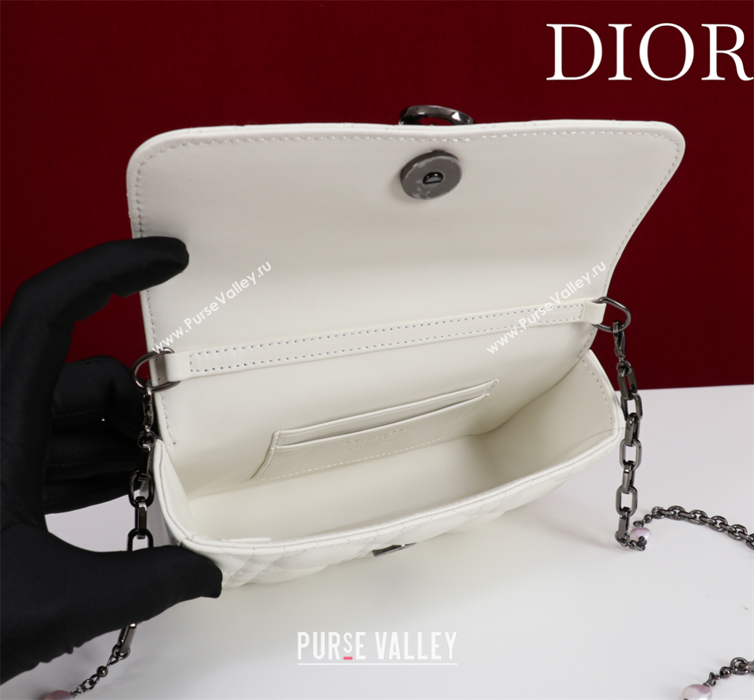 Dior My Dior - Dior Talk Phone Pouch in Cannage Lambskin White/Black 2025 (XXG-250929153)