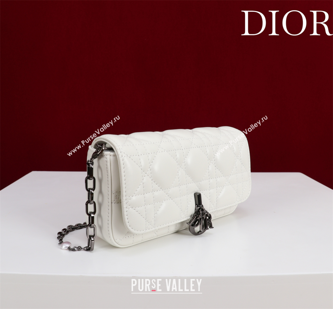 Dior My Dior - Dior Talk Phone Pouch in Cannage Lambskin White/Black 2025 (XXG-250929153)