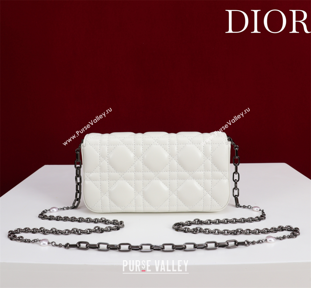 Dior My Dior - Dior Talk Phone Pouch in Cannage Lambskin White/Black 2025 (XXG-250929153)