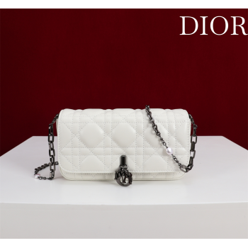 Dior My Dior - Dior Talk Phone Pouch in Cannage Lambskin White/Black 2025 (XXG-250929153)
