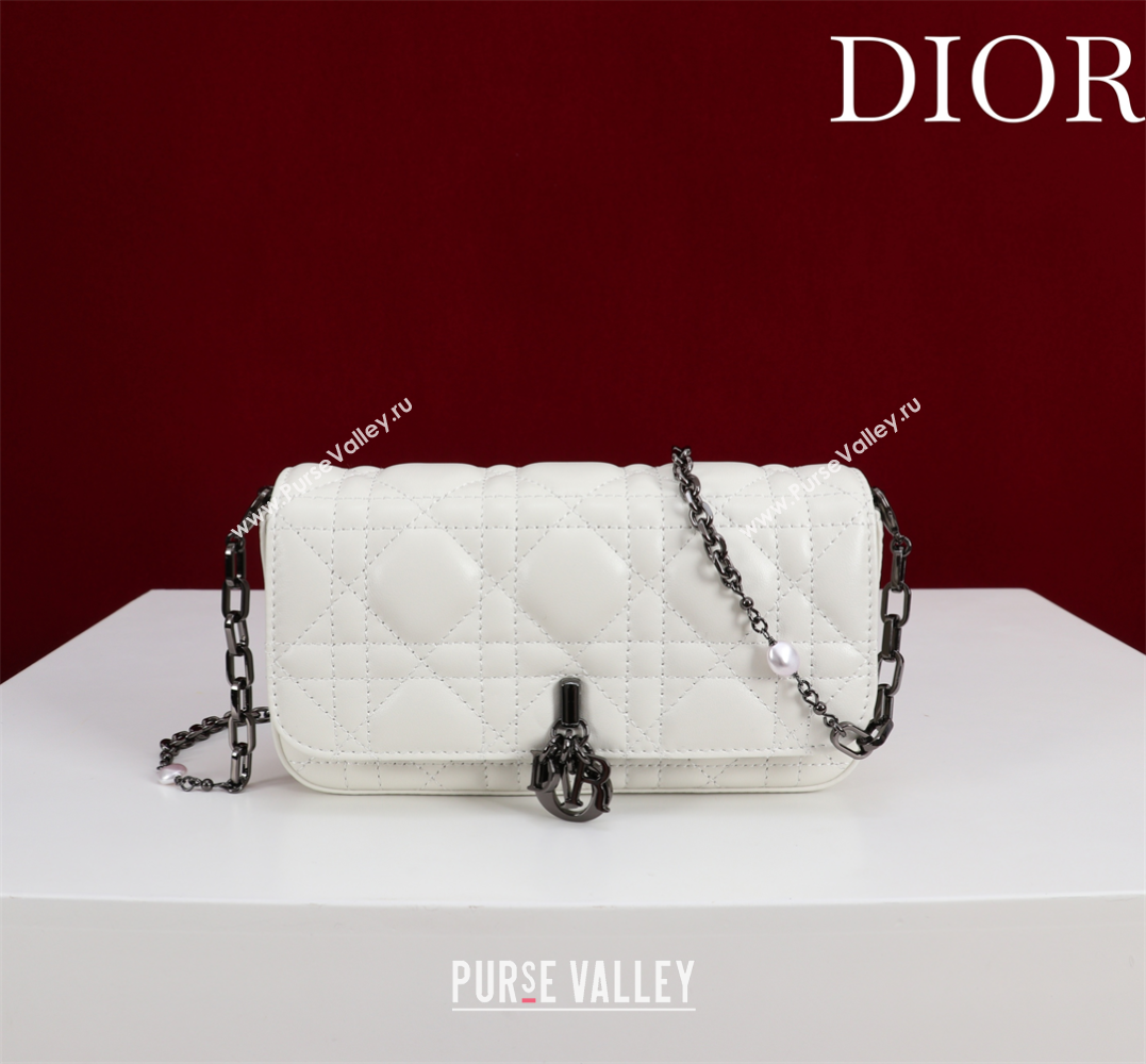 Dior My Dior - Dior Talk Phone Pouch in Cannage Lambskin White/Black 2025 (XXG-250929153)