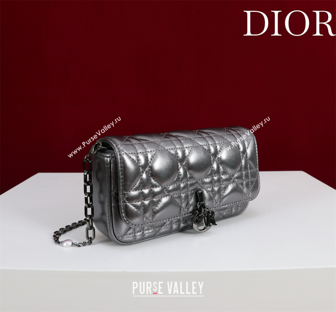 Dior My Dior - Dior Talk Phone Pouch in Cannage Lambskin Grey/Black 2025 (XXG-250929154)
