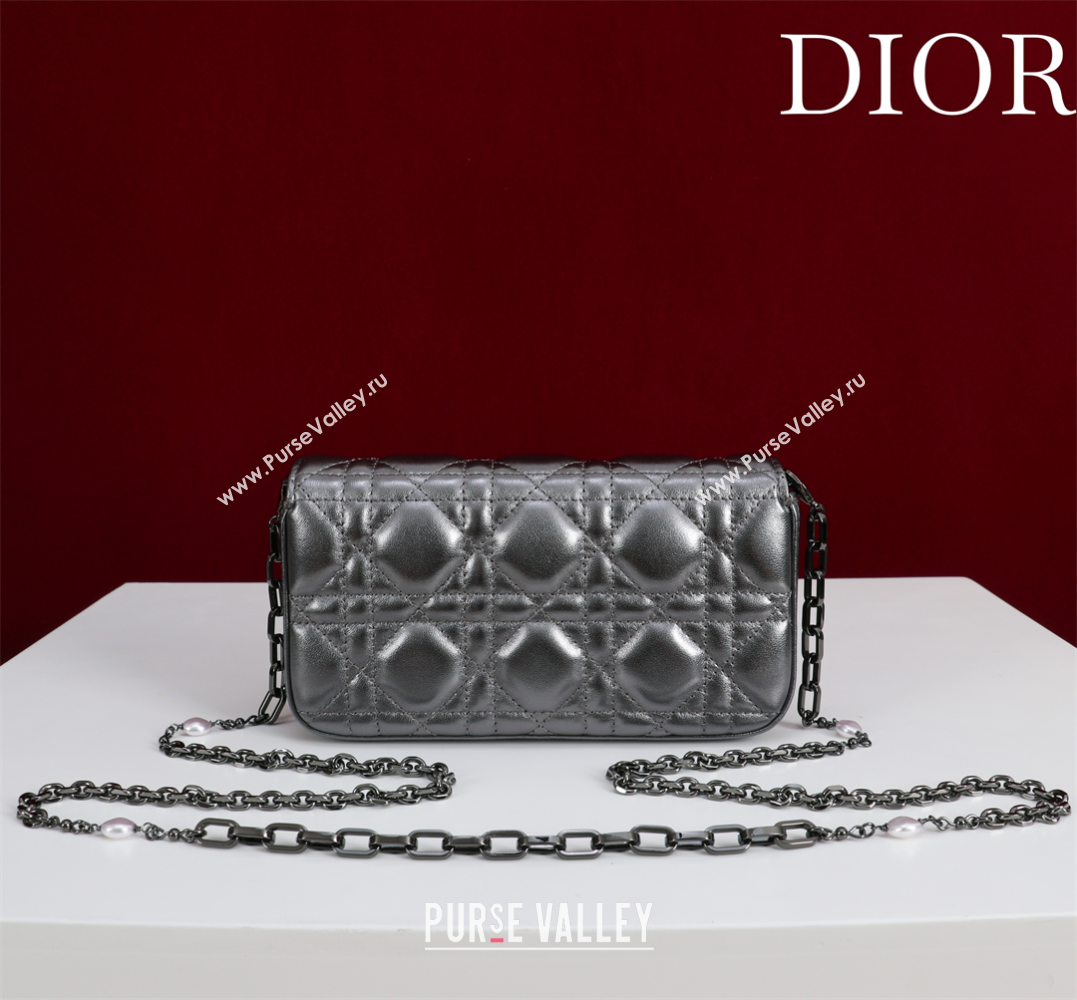 Dior My Dior - Dior Talk Phone Pouch in Cannage Lambskin Grey/Black 2025 (XXG-250929154)