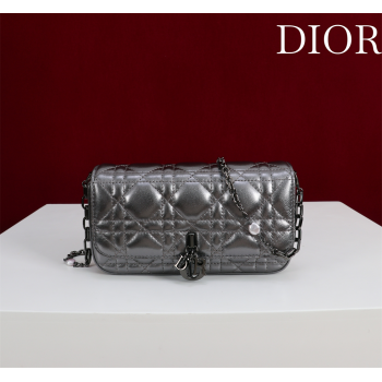 Dior My Dior - Dior Talk Phone Pouch in Cannage Lambskin Grey/Black 2025 (XXG-250929154)