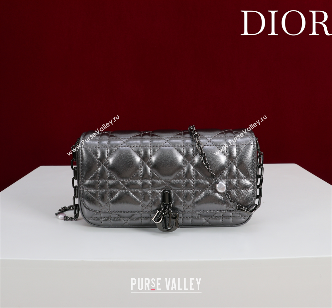 Dior My Dior - Dior Talk Phone Pouch in Cannage Lambskin Grey/Black 2025 (XXG-250929154)