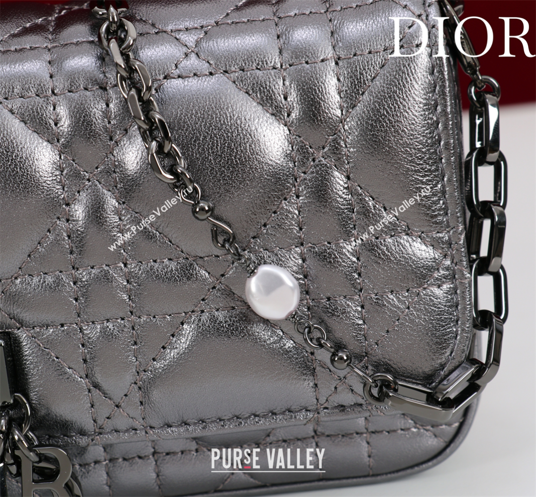 Dior My Dior - Dior Talk Phone Pouch in Cannage Lambskin Grey/Black 2025 (XXG-250929154)
