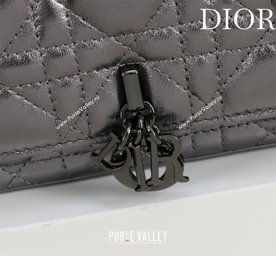 Dior My Dior - Dior Talk Phone Pouch in Cannage Lambskin Grey/Black 2025 (XXG-250929154)