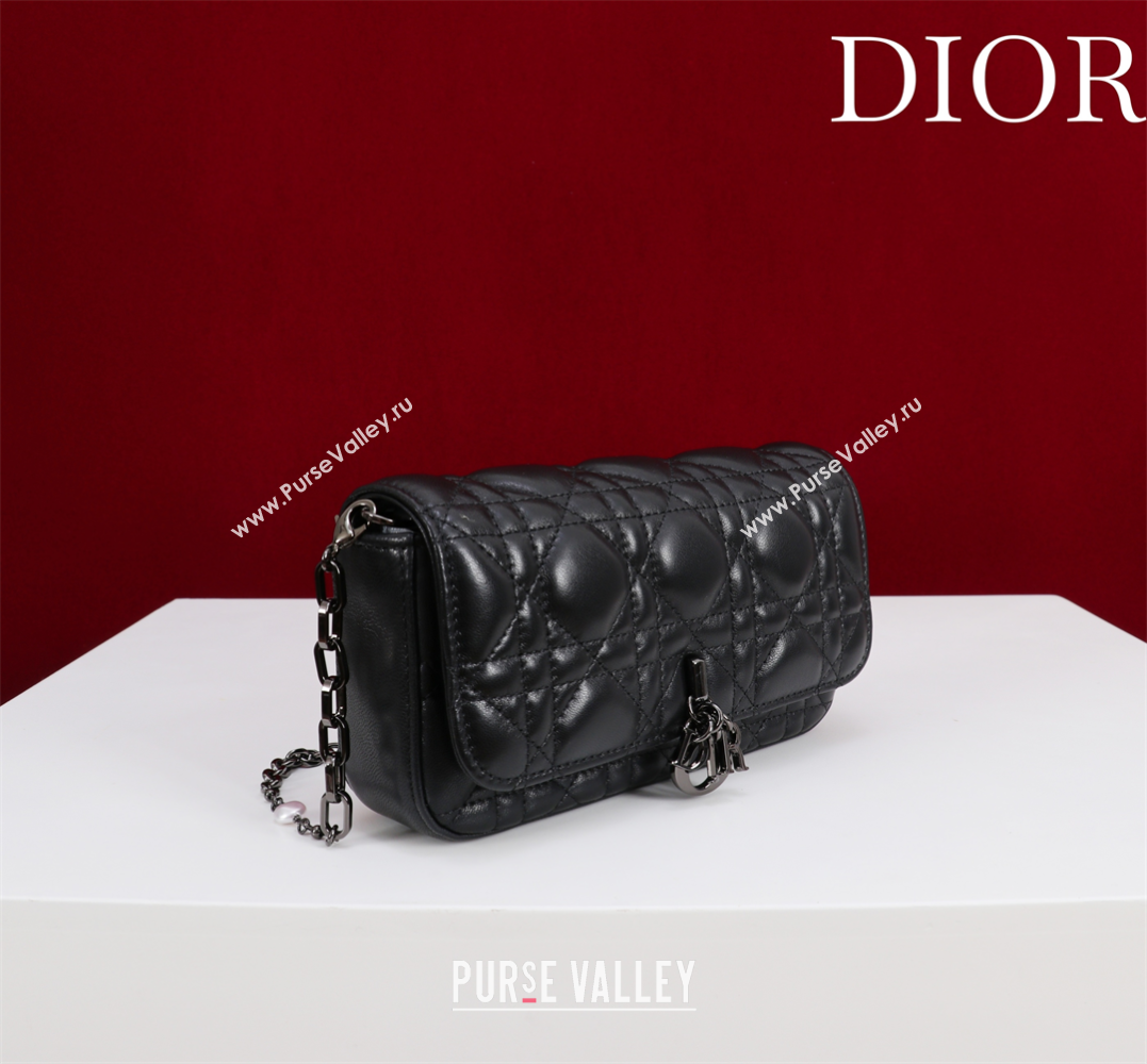 Dior My Dior - Dior Talk Phone Pouch in Cannage Lambskin Leather All Black 2025 (XXG-250929155)
