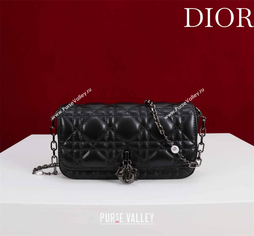 Dior My Dior - Dior Talk Phone Pouch in Cannage Lambskin Leather All Black 2025 (XXG-250929155)