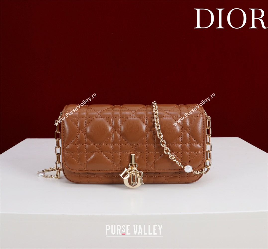 Dior My Dior - Dior Talk Phone Pouch in Cannage Lambskin Leather Brown 2025 (XXG-250929157)