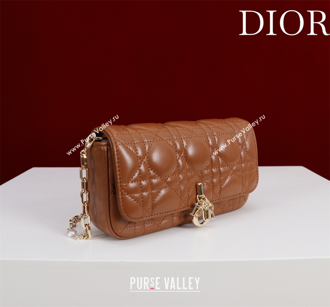 Dior My Dior - Dior Talk Phone Pouch in Cannage Lambskin Leather Brown 2025 (XXG-250929157)