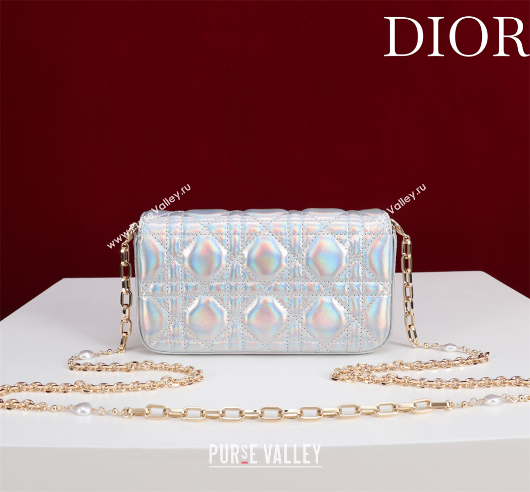 Dior My Dior - Dior Talk Phone Pouch in Cannage Iridescent Leather Silver 2025 (XXG-250929158)