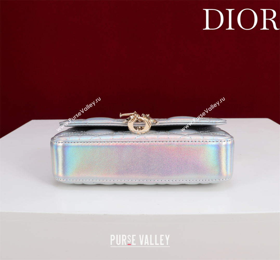 Dior My Dior - Dior Talk Phone Pouch in Cannage Iridescent Leather Silver 2025 (XXG-250929158)
