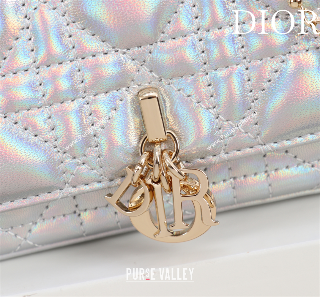 Dior My Dior - Dior Talk Phone Pouch in Cannage Iridescent Leather Silver 2025 (XXG-250929158)