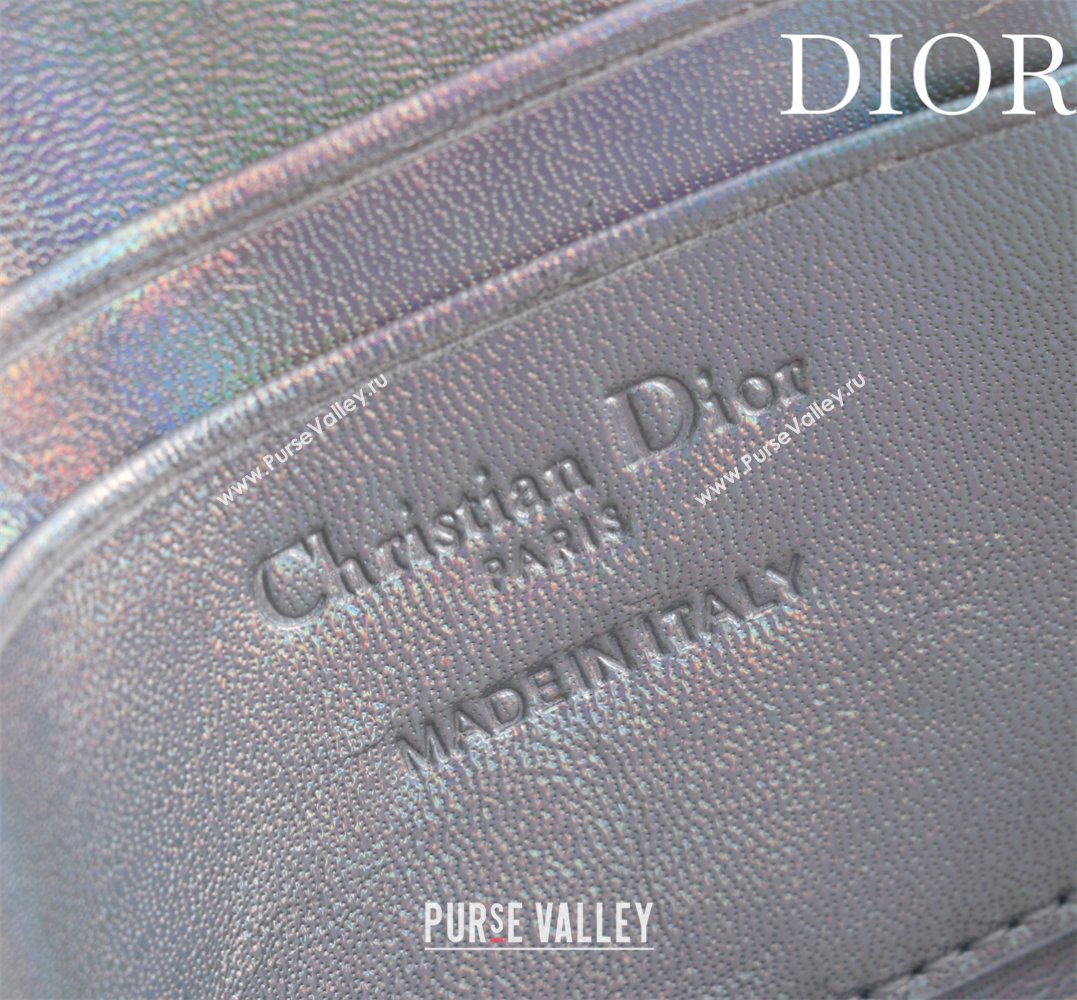 Dior My Dior - Dior Talk Phone Pouch in Cannage Iridescent Leather Silver 2025 (XXG-250929158)