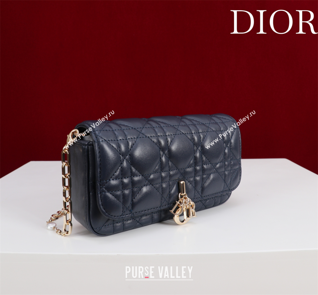 Dior My Dior - Dior Talk Phone Pouch in Cannage Lambskin Leather Dark Blue 2025 (XXG-250929159)