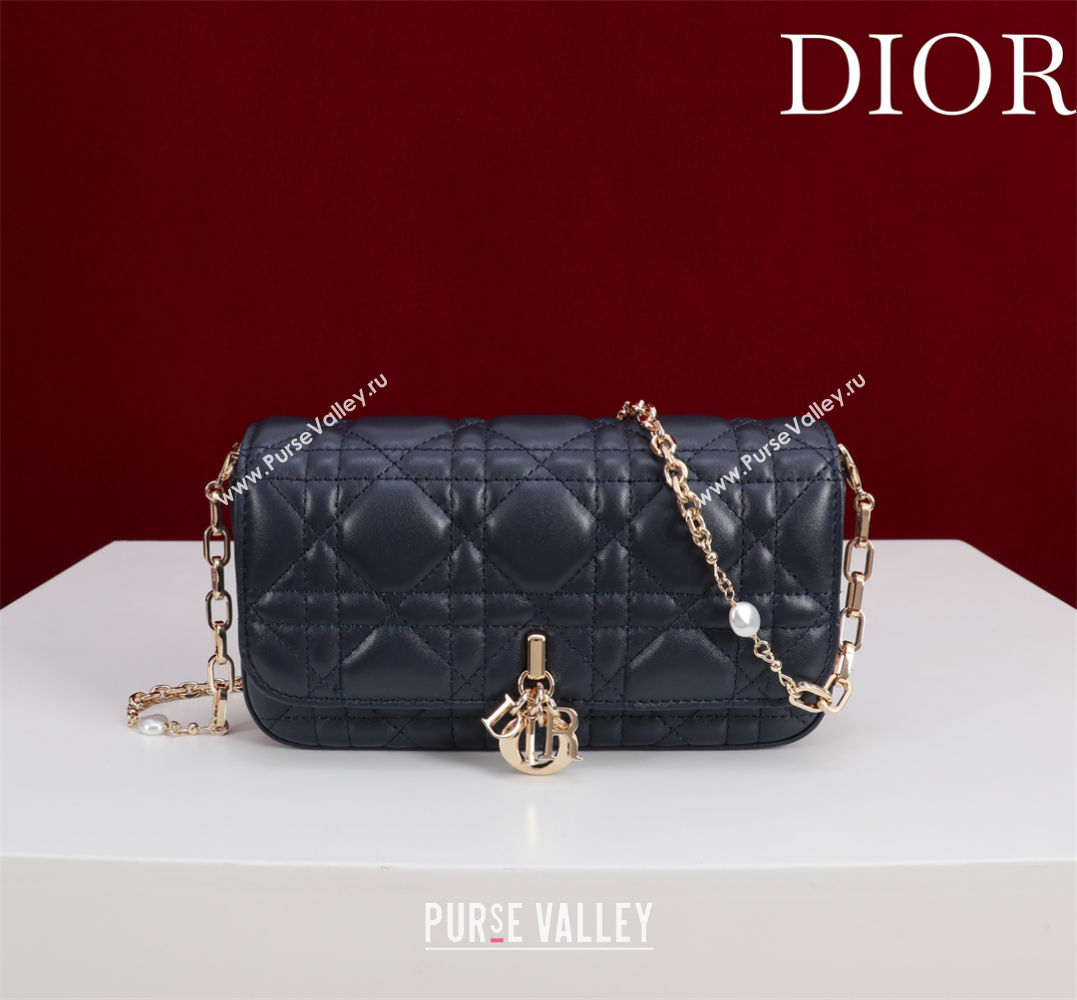 Dior My Dior - Dior Talk Phone Pouch in Cannage Lambskin Leather Dark Blue 2025 (XXG-250929159)