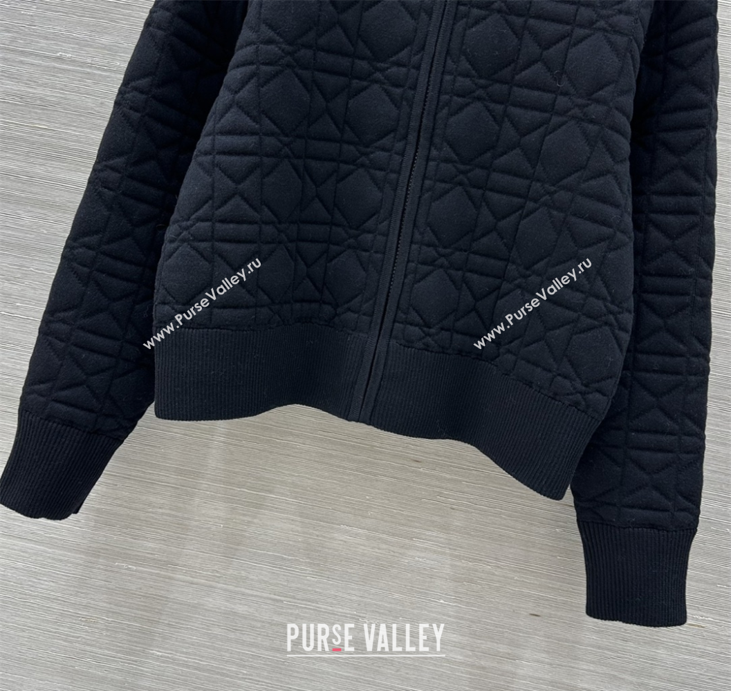 Dior Cannage Wool Silk Jacket with Embroidery Black 2025 1015 (QI-251015117)