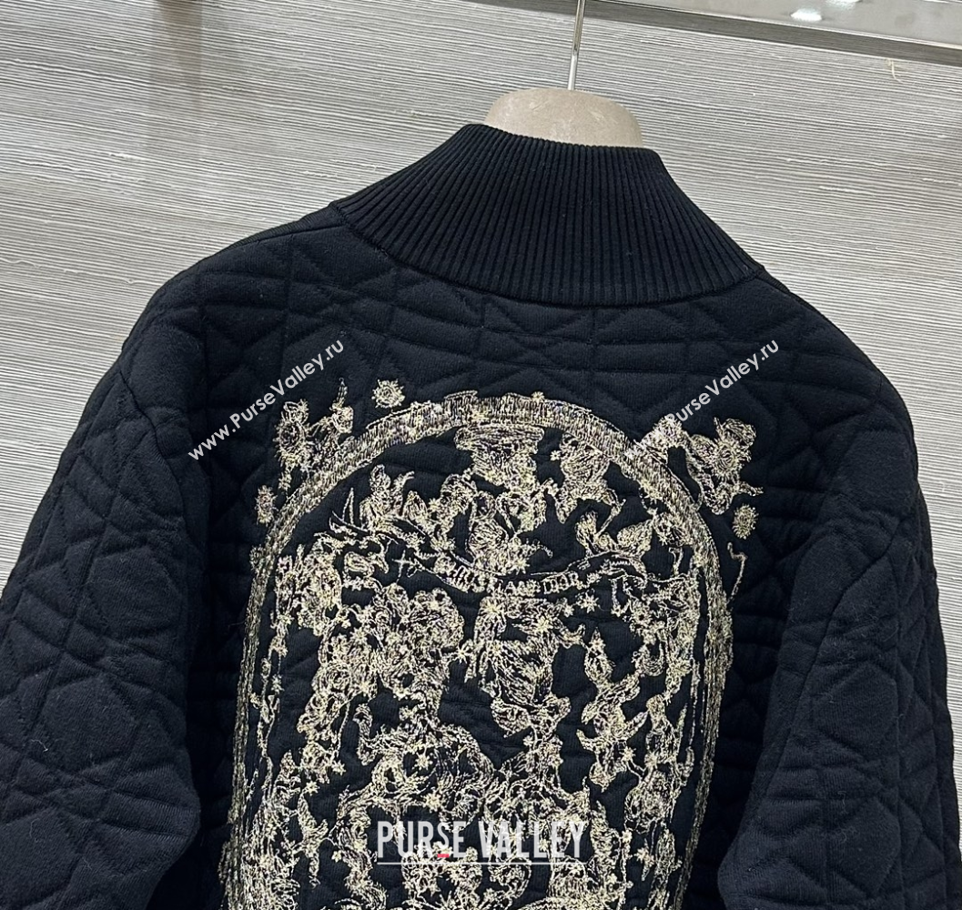 Dior Cannage Wool Silk Jacket with Embroidery Black 2025 1015 (QI-251015117)