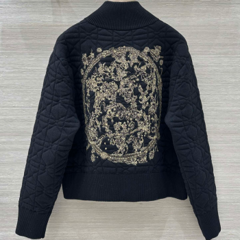 Dior Cannage Wool Silk Jacket with Embroidery Black 2025 1015 (QI-251015117)