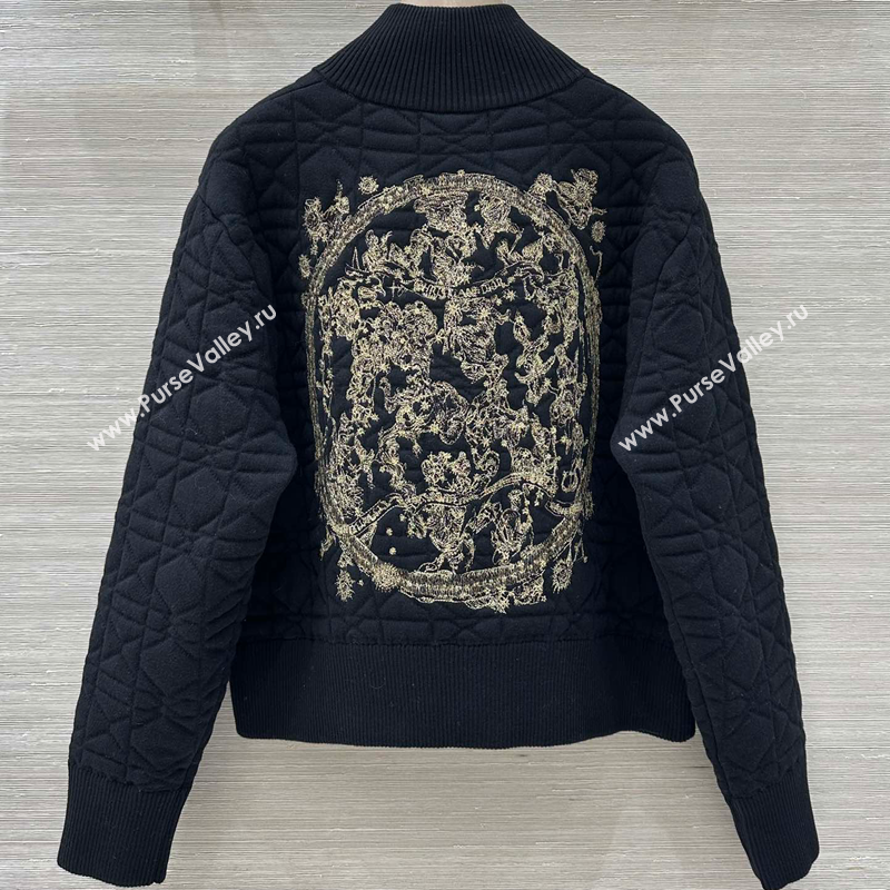 Dior Cannage Wool Silk Jacket with Embroidery Black 2025 1015 (QI-251015117)