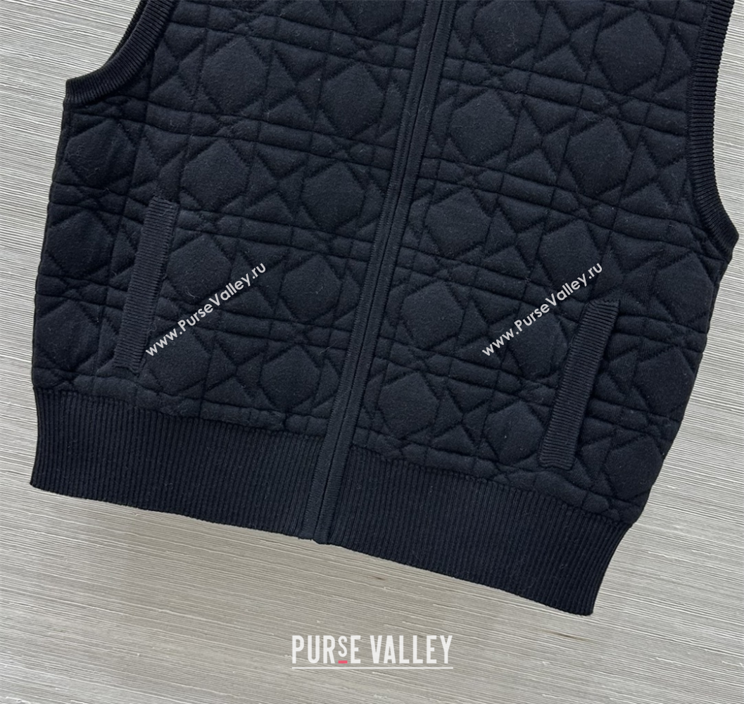 Dior Cannage Wool Silk Vest with Embroidery Black 2025 1014 (QI-251015119)