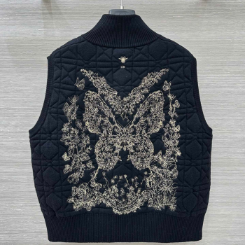 Dior Cannage Wool Silk Vest with Embroidery Black 2025 1014 (QI-251015119)