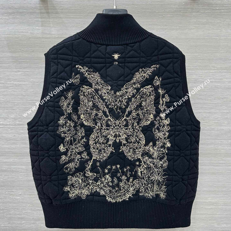 Dior Cannage Wool Silk Vest with Embroidery Black 2025 1014 (QI-251015119)