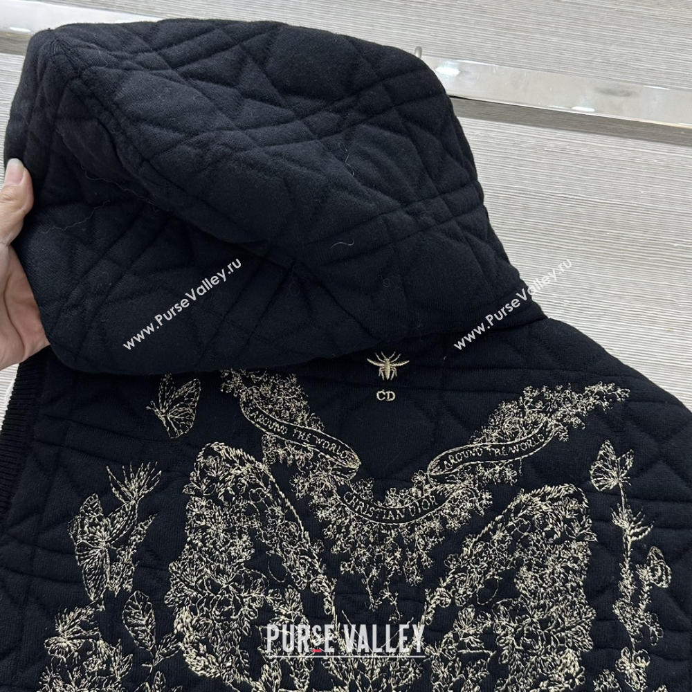 Dior Cannage Wool Hoodie Vest with Embroidery Black 2025 1014 (QI-251015121)