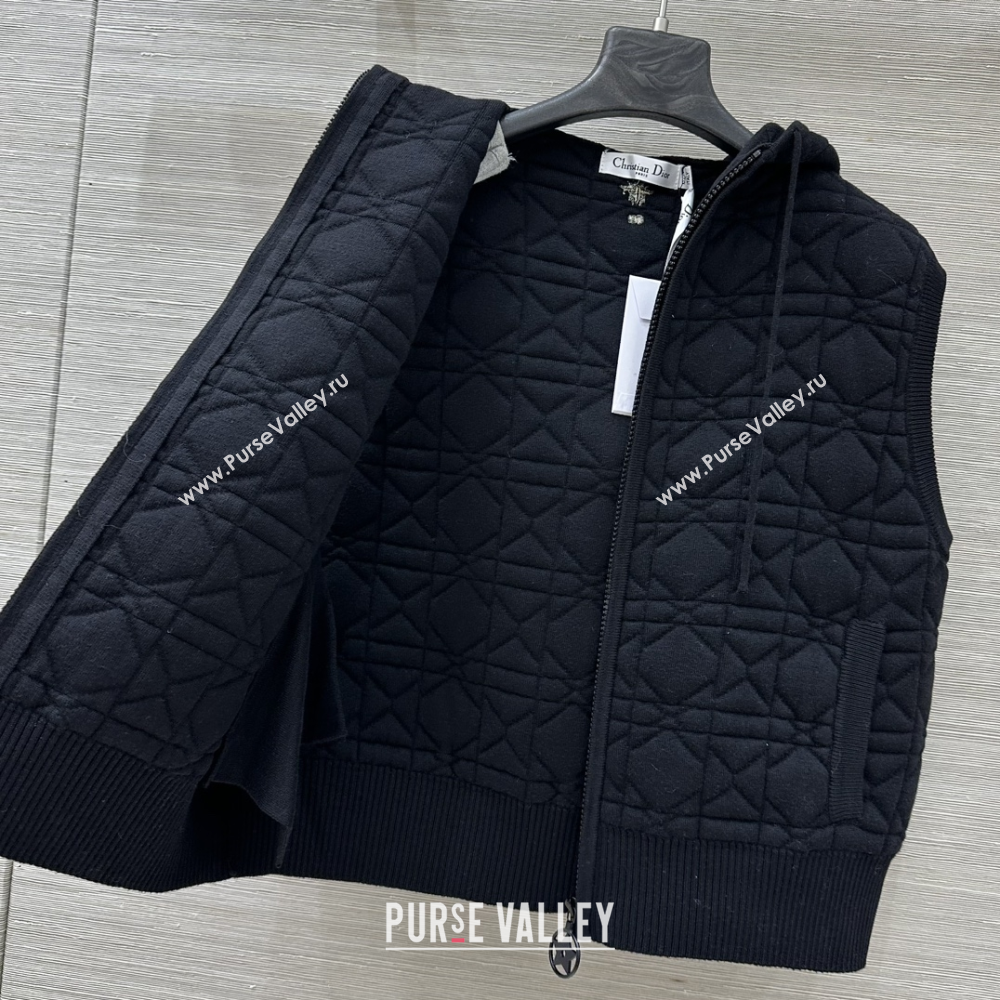 Dior Cannage Wool Silk Vest Black 2025 1015 (QI-251015113)