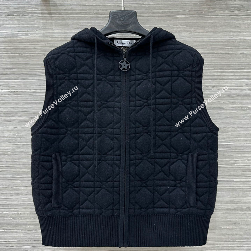 Dior Cannage Wool Silk Vest Black 2025 1015 (QI-251015113)
