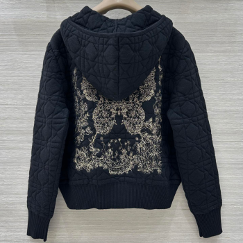 Dior Cannage Wool Hoodie Jacket with Embroidery Black 2025 1015 (QI-251015115)