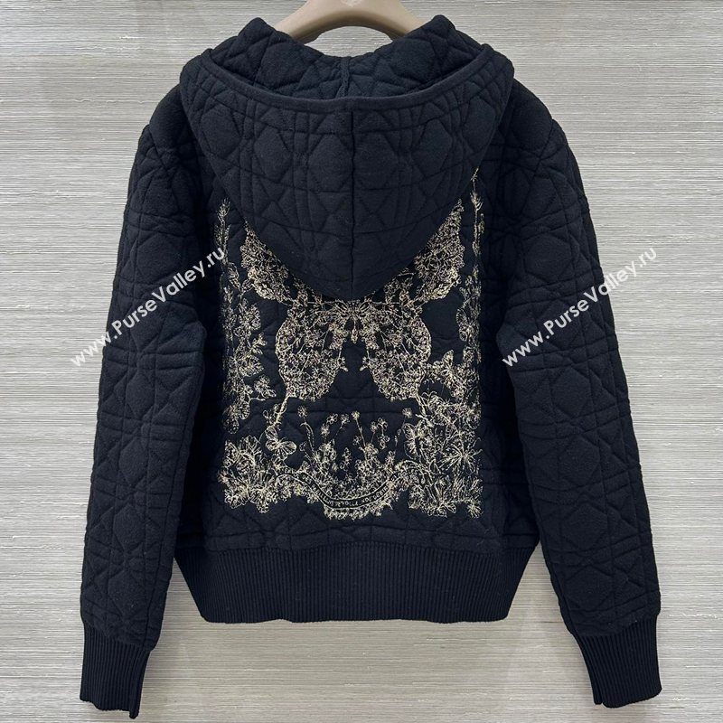 Dior Cannage Wool Hoodie Jacket with Embroidery Black 2025 1015 (QI-251015115)