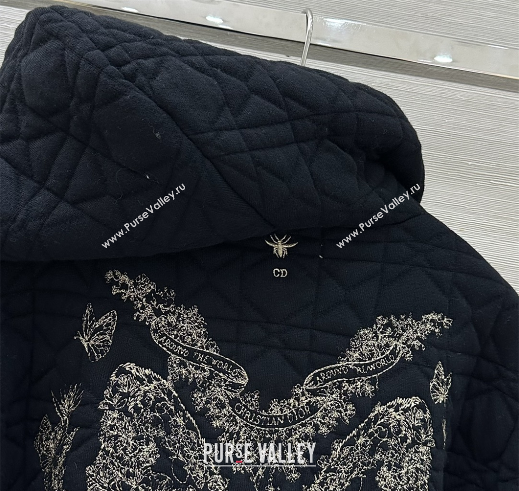 Dior Cannage Wool Hoodie Jacket with Embroidery Black 2025 1015 (QI-251015115)