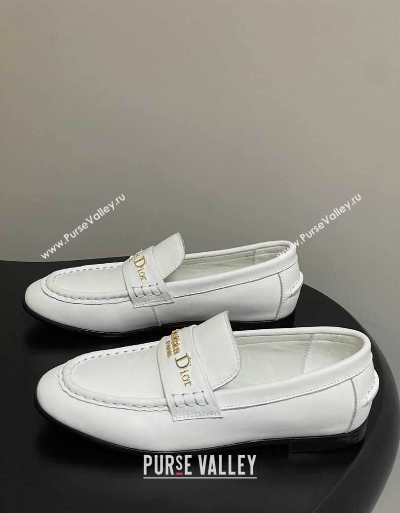 Dior Boy Flat Loafers in Supple Calfskin Leather White 2025 1029 (MD-251029079)