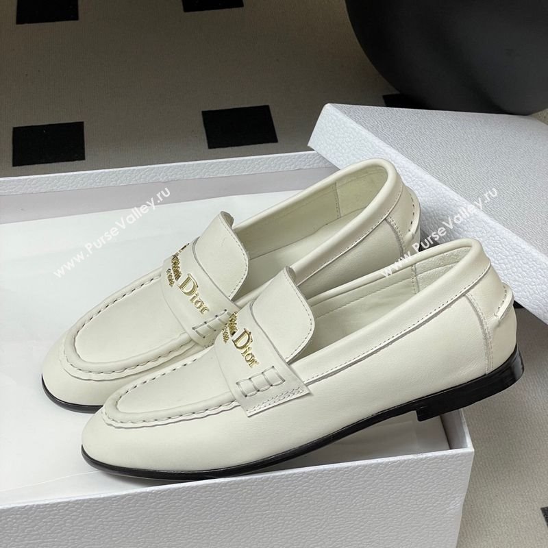 Dior Boy Flat Loafers in Supple Calfskin Leather White 2025 1029 (MD-251029079)