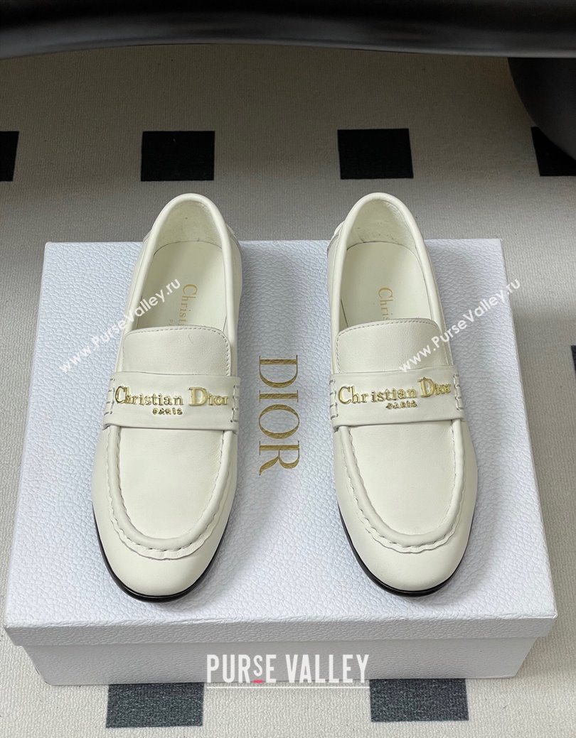 Dior Boy Flat Loafers in Supple Calfskin Leather White 2025 1029 (MD-251029079)