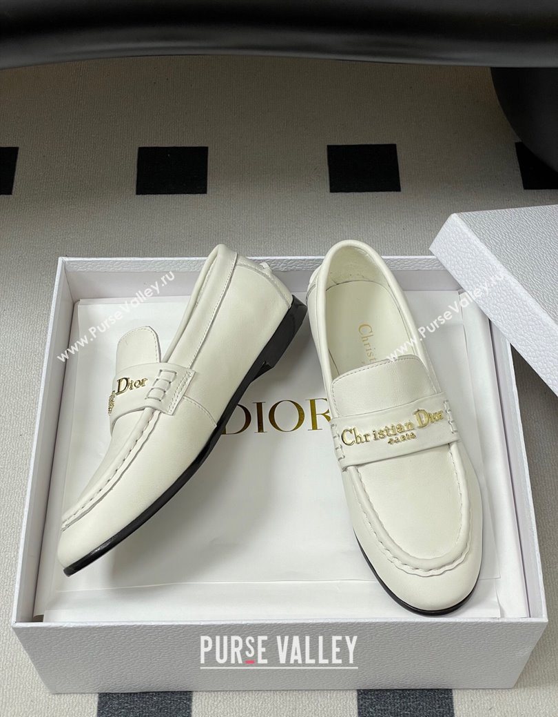 Dior Boy Flat Loafers in Supple Calfskin Leather White 2025 1029 (MD-251029079)