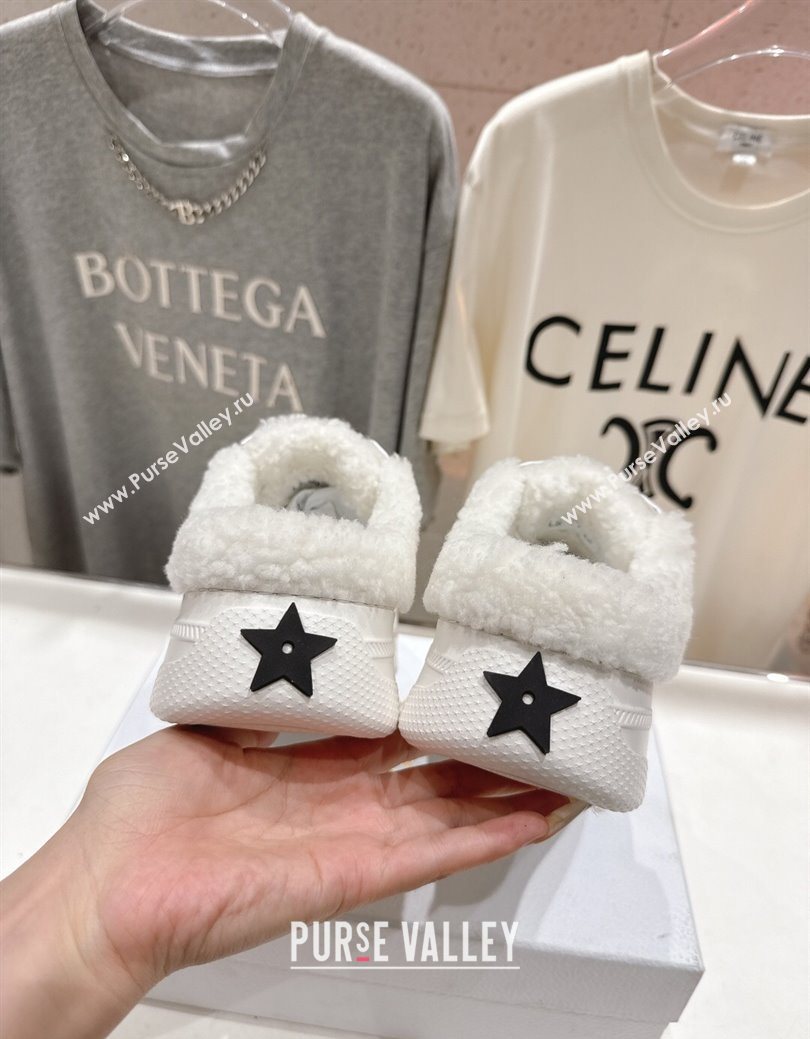 Dior Star Platform Sneaker Mules 5cm in Calfskin Leather and Wool White2 2025 (MD-251029059)