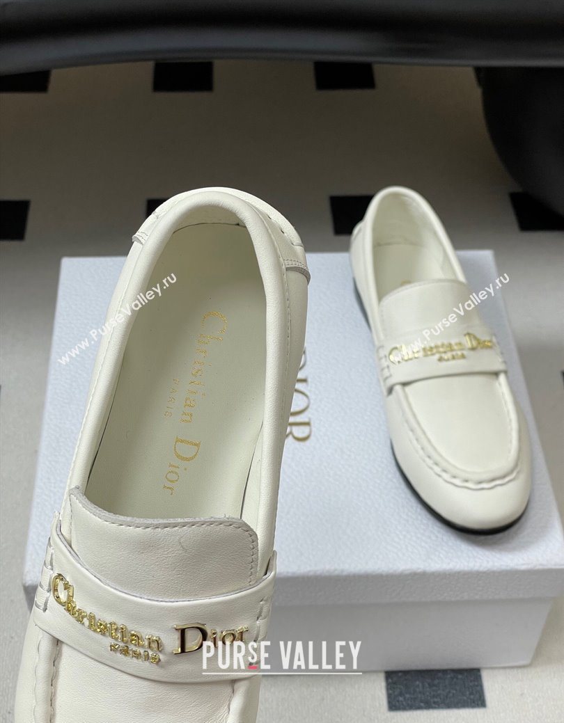 Dior Boy Flat Loafers in Supple Calfskin Leather White 2025 1029 (MD-251029079)