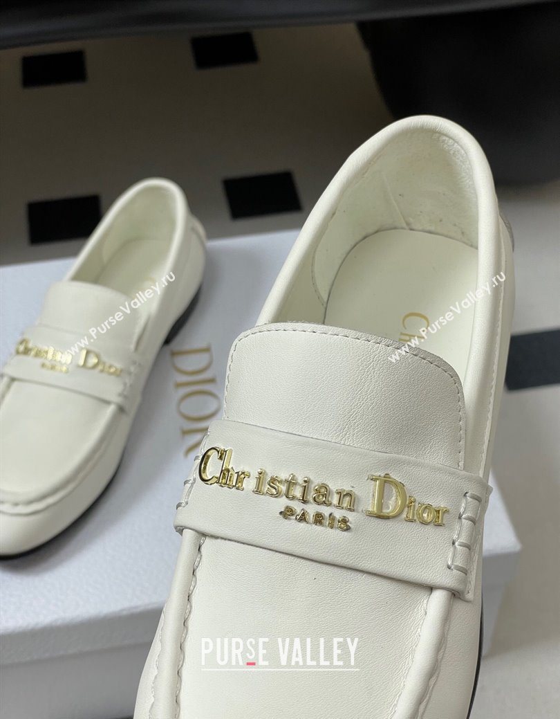 Dior Boy Flat Loafers in Supple Calfskin Leather White 2025 1029 (MD-251029079)